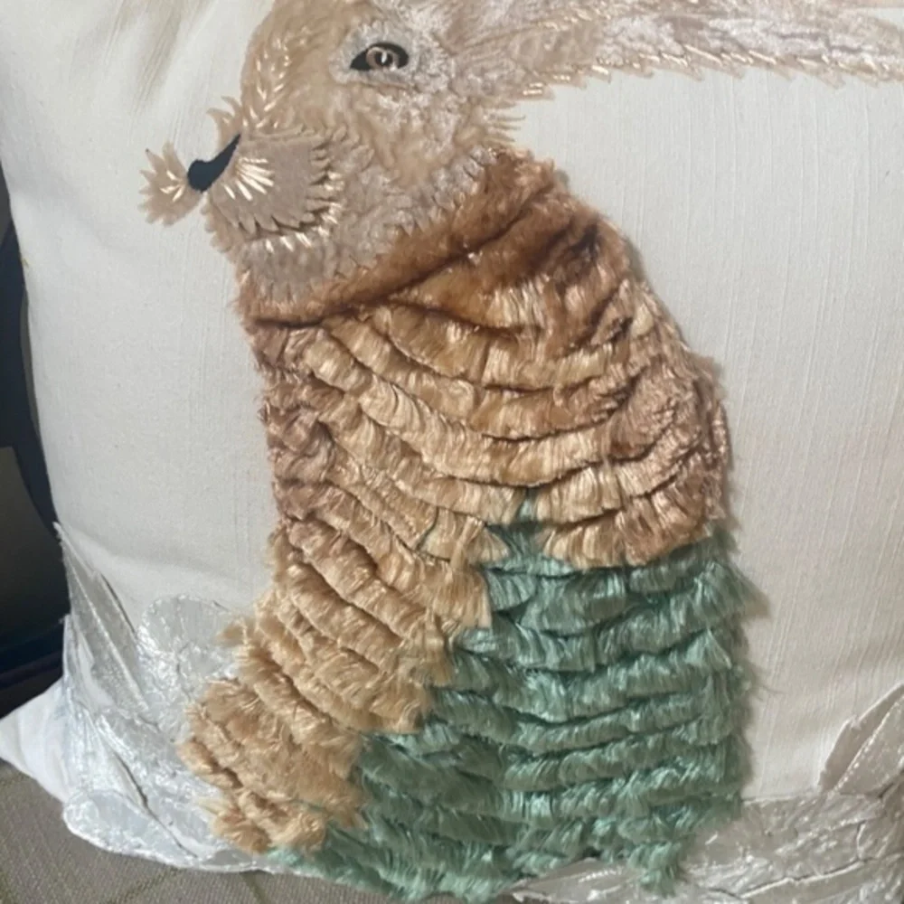 Karen Nicol Embroidered Wintertime Pillow